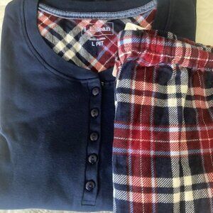 L.L. Bean Pajamas, Size Petite L, Knit Top with Flannel Bottom